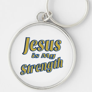 Jesus Is My Strength Gold Keychain