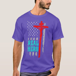 Jesus Is My Superhero Awesome God Flag T T-Shirt