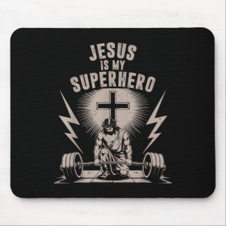 Jesus Is My Superhero Funny Christian Workout Gym Mouse Pad