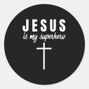 Jesus Is My Superhero Funny Vbs Camp Christian Sun Classic Round Sticker