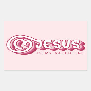 Jesus Is My Valentine Christian Red Heart Retro Sticker