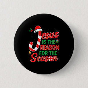 Jesus Is Reason For Season Christian Christmas Pjs 2 Inch Round Button