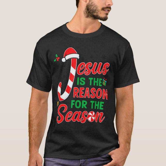 Jesus Is Reason For Season Christian Christmas Pjs T-Shirt (Front)