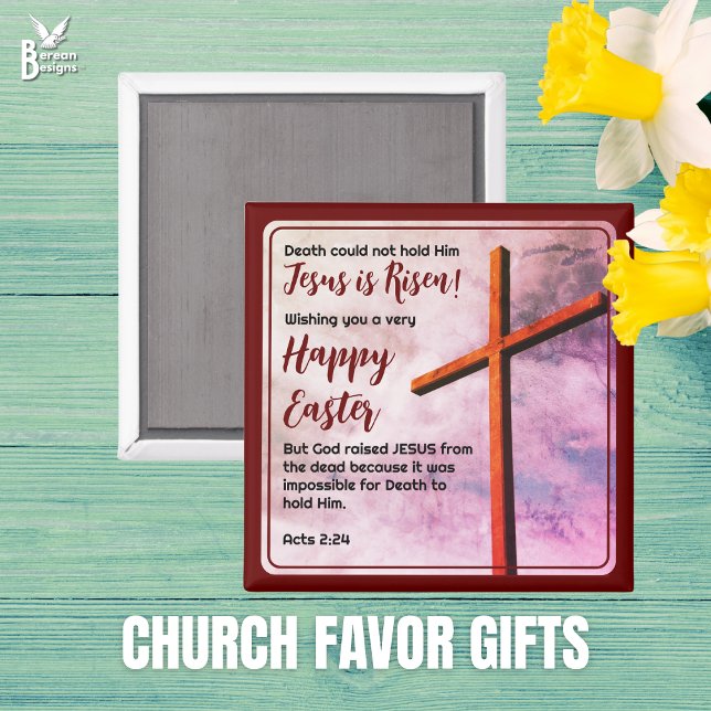 JESUS IS RISEN Christian Easter Favour Magnet (JESUS IS RISEN Happy Easter magnet, ideal for church favor gifts. Matching gifts available.)