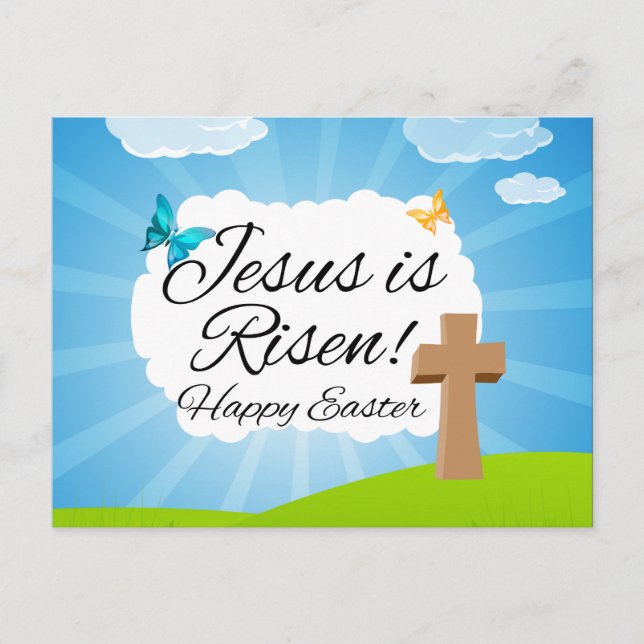 Jesus is Risen, Christian Easter Holiday Postcard (Front)