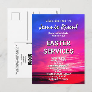 JESUS IS RISEN Church Services Easter Postcard