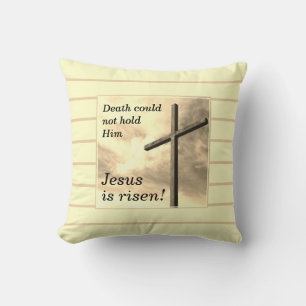 JESUS IS RISEN Customizable Cream Christian Easter Throw Pillow