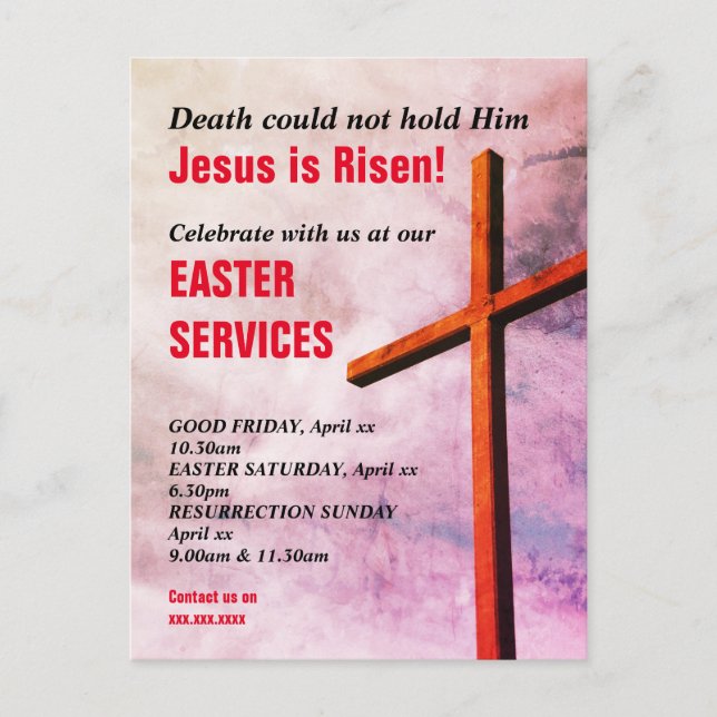 Jesus is Risen EASTER CHURCH SERVICES Invitation (Front)