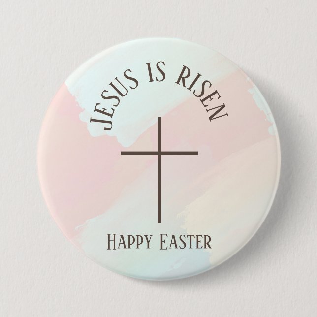 Jesus Is Risen Happy Easter Modern Arch Typography 3 Inch Round Button (Front)