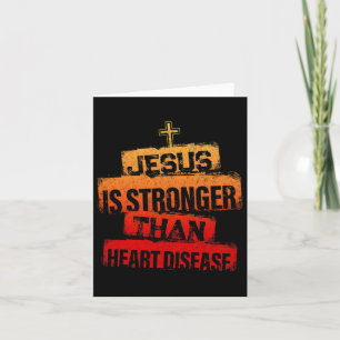 Jesus Is Stronger Than Heart Disease Red Ribbon Su Card