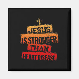 Jesus Is Stronger Than Heart Disease Red Ribbon Su Magnet