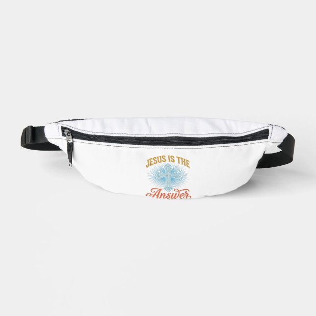 Jesus Is the Answer Christian Cross Vector Design_ Fanny Pack (Front)