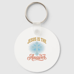 Jesus Is the Answer Christian Cross Vector Design_ Keychain