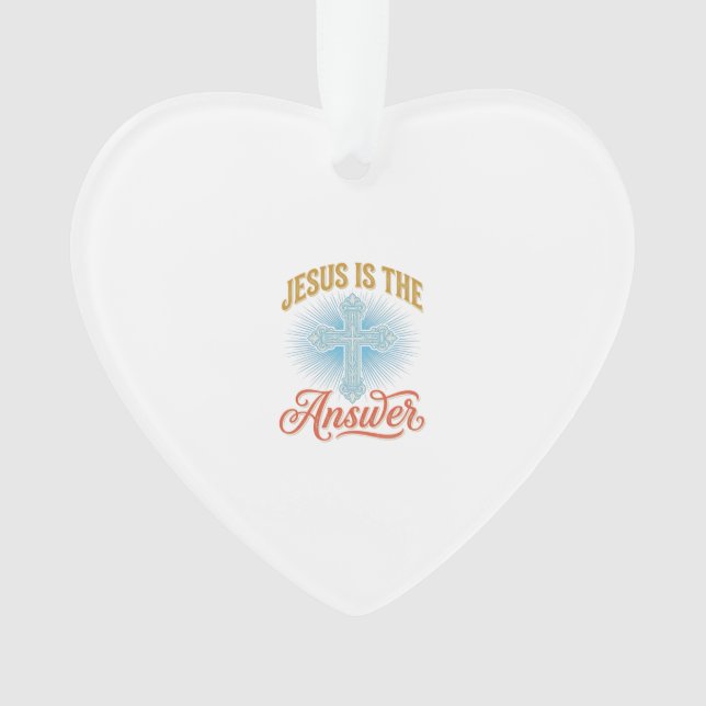 Jesus Is the Answer Christian Cross Vector Design_ Ornament (Front)