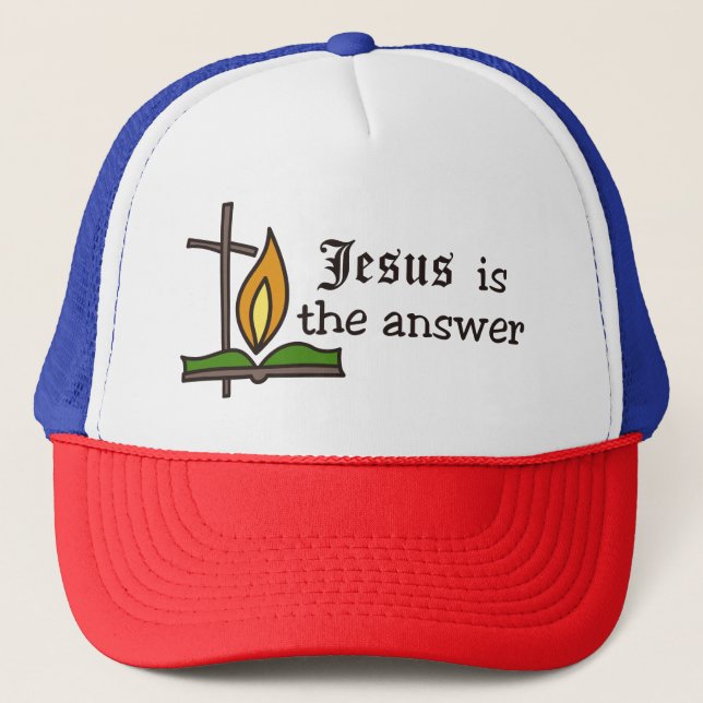 Jesus Is The Answer Trucker Hat (Front)