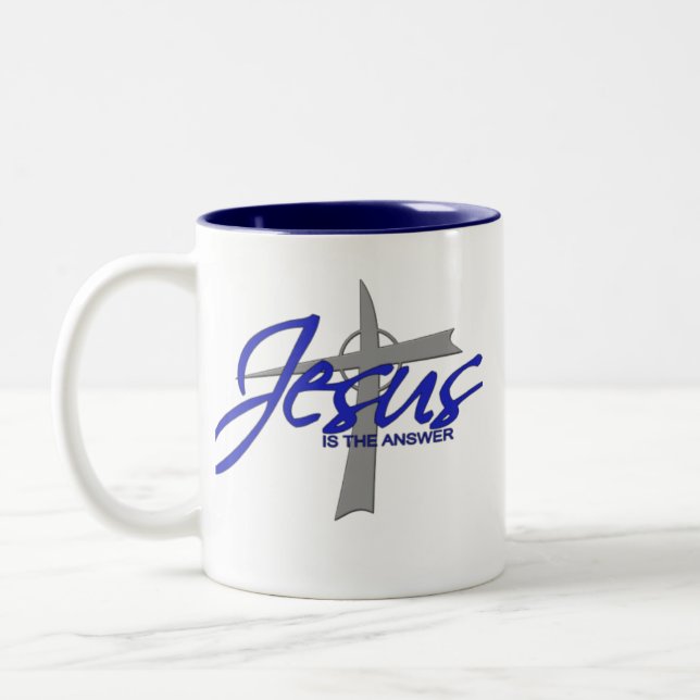 Jesus is the Answer Two-Tone Coffee Mug (Left)