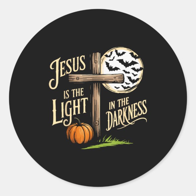 Jesus Is The Light In The Darkness Christian Hallo Classic Round Sticker (Front)