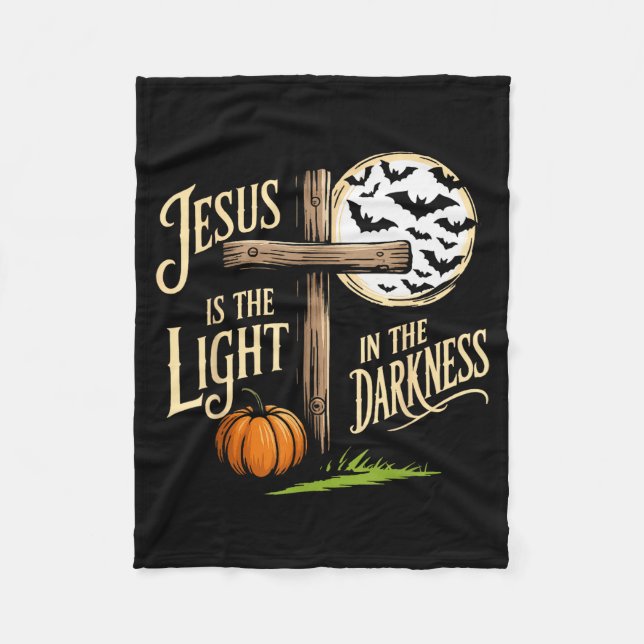 Jesus Is The Light In The Darkness Christian Hallo Fleece Blanket (Front)
