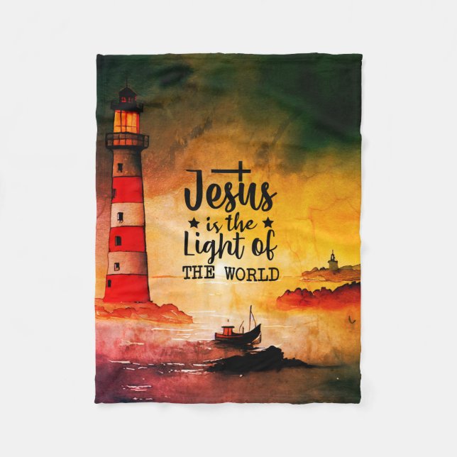 Jesus is the Light of the World Bible Verse  Fleece Blanket (Front)