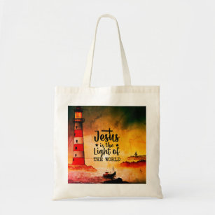 Jesus is the Light of the World Bible Verse Tote Bag