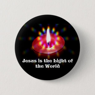Jesus Is The Light Of The World Red Candle 2 Inch Round Button