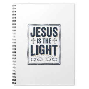 Jesus Is The Light Vintage Christian Shirt Notebook