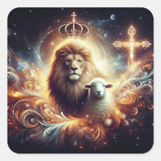 Jesus is the Lion and the Lamb  Square Sticker