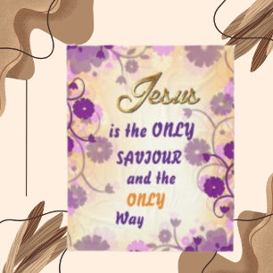 Jesus is the only Saviour, Floral Flower Border Fleece Blanket
