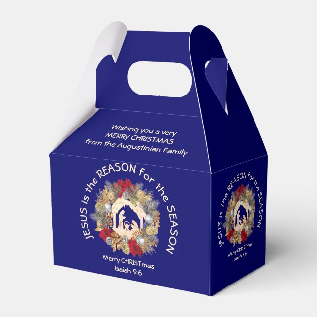 JESUS IS THE REASON Blue Christmas  Favor Box (Front Side)