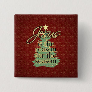 Jesus is the Reason Christian Christmas 2 Inch Square Button