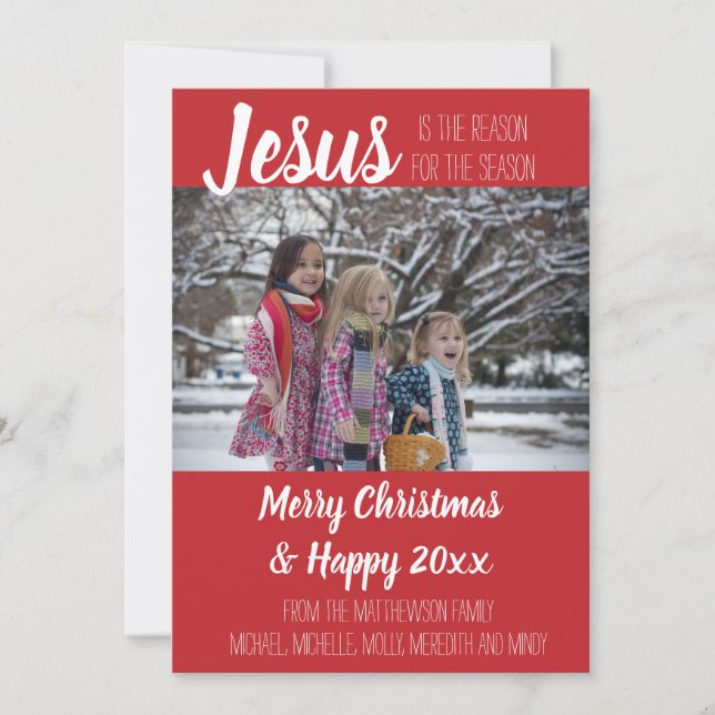 Jesus Is The Reason Christian Christmas Photo Card (Front)