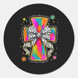 Jesus Is The Reason Christian Cross Coquette Bow C Classic Round Sticker