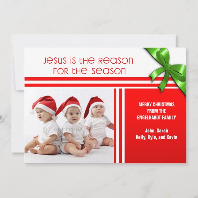 Jesus Is the Reason Christian Custom Photo Holiday Card (Front)