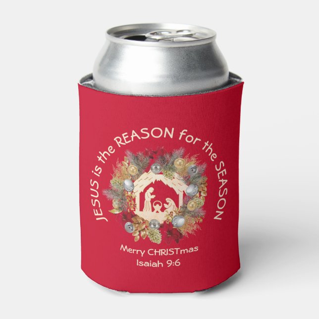 JESUS IS THE REASON Christmas Can Cooler (Can Front)