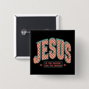 Jesus Is The Reason Christmas Christian Retro 2 Inch Square Button