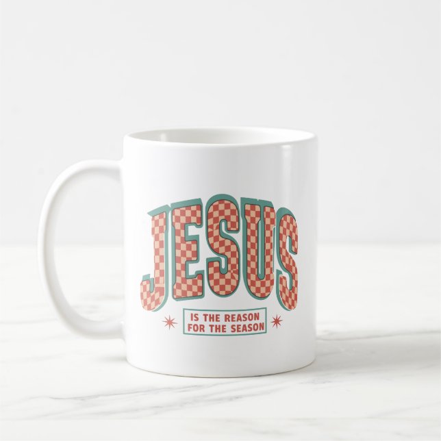 Jesus Is The Reason Christmas Christian Retro  Coffee Mug (Left)