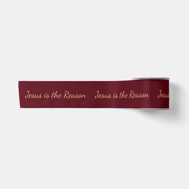 Jesus is the Reason Christmas Red Ribbon Satin Ribbon (Front)