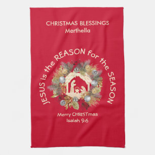 JESUS IS THE REASON Custom Christmas Kitchen Towel