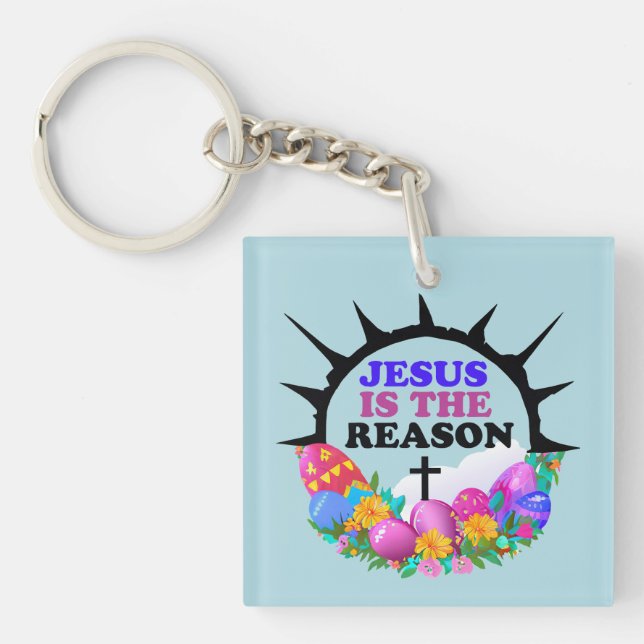 Jesus is the Reason - Easter Wreath  Keychain (Front)