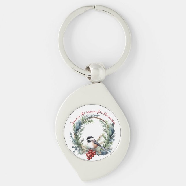 JESUS IS THE REASON FOR SEASON Christmas quote Keychain (Front)