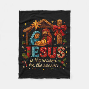 Jesus Is The Reason For Season Yarn Crochet Art De Fleece Blanket