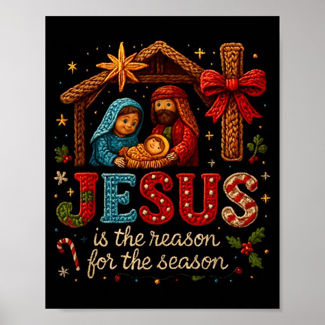 Jesus Is The Reason For Season Yarn Crochet Art De Poster (Front)