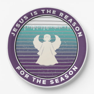 Jesus is the Reason for the Season Christmas Angel Paper Plate