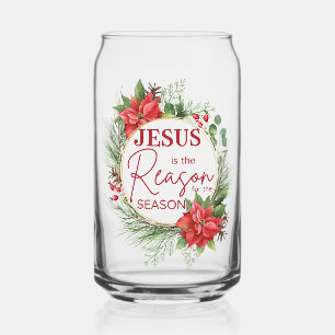 Jesus is the Reason for the Season Christmas Can Glass