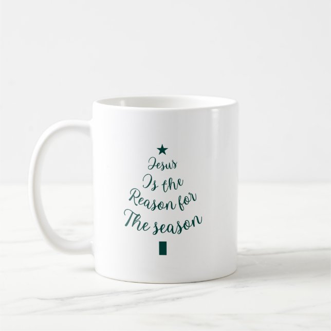 Jesus is the reason for the season Christmas Tree Coffee Mug (Left)