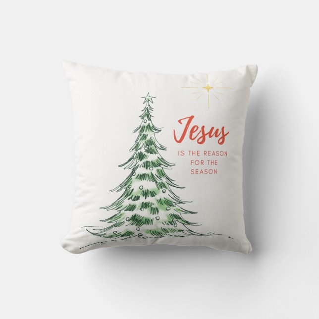 Jesus is the Reason for the Season Holiday Pillow (Front)