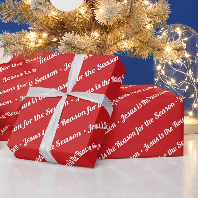 Jesus is the Reason for the Season Red Wrapping Paper (Holidays)