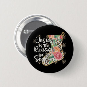 Jesus Is The Reason For The Season Stocking Preppy 2 Inch Round Button
