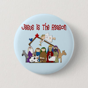 Jesus Is the Reason Manger Scene 2 Inch Round Button