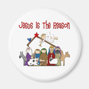 Jesus Is the Reason Manger Scene Magnet